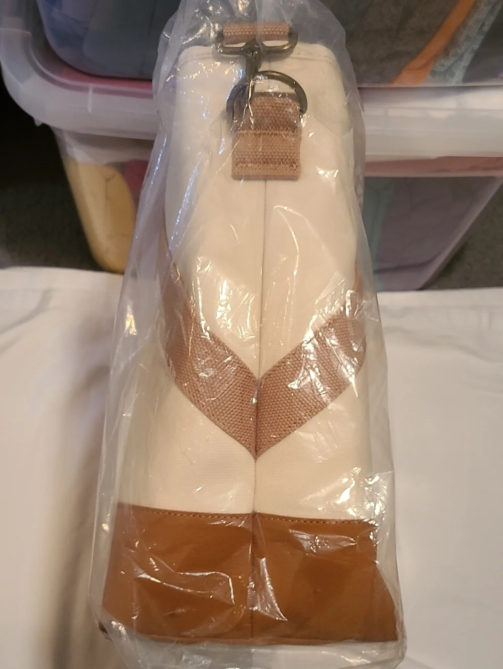 L.L. Bean Insulated Nor'easter Tote, NWT, Cream Tan Large Strong LL Bean